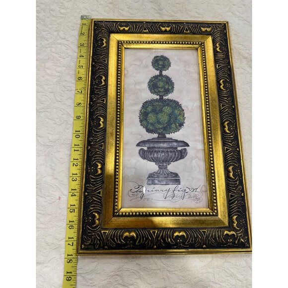 Limited Edition Topiary Fig prints by Kathryn Clarke Gold & Black Frames Vintage - Picture 12 of 12